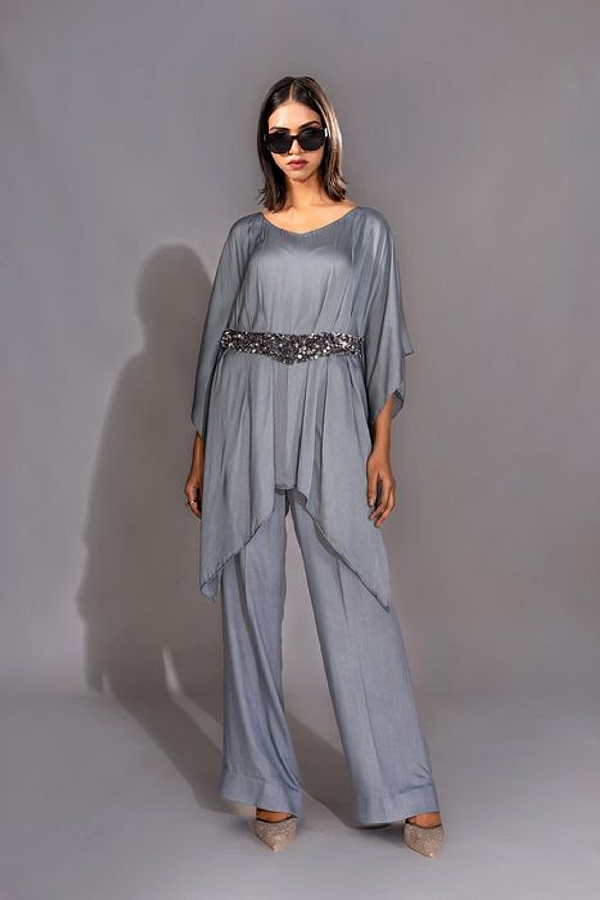 A model showcasing Kaftan Grey Coord Set Feature image by Shruti S Label from Shruti S Label's collection