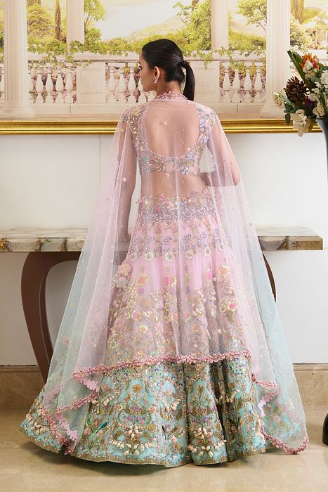 A model showcasing Azura Lehenga Set by Moledro from Moledro's collection
