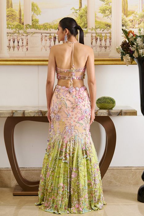 A model showcasing Marina Lehenga Set by Moledro from Moledro's collection