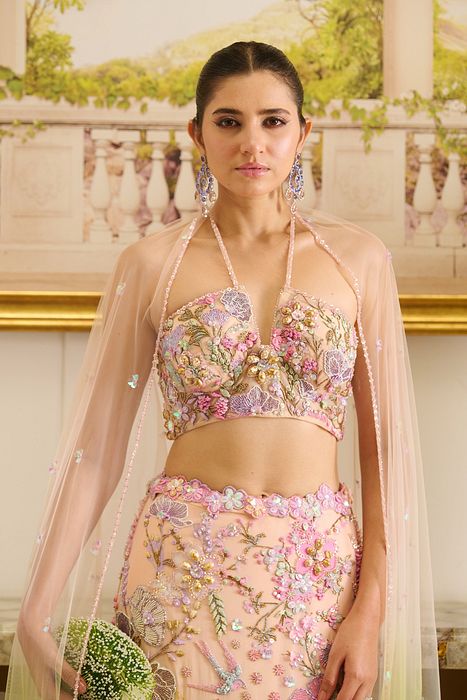A model showcasing Marina Lehenga Set by Moledro from Moledro's collection