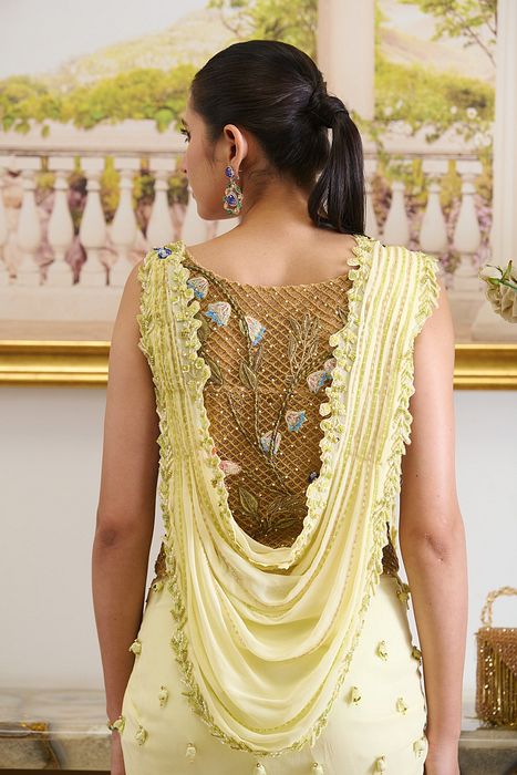 A model showcasing Lulu Saree by Moledro from Moledro's collection