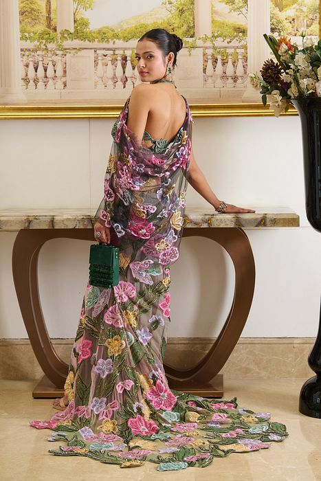 A model showcasing Rydia Saree by Moledro from Moledro's collection