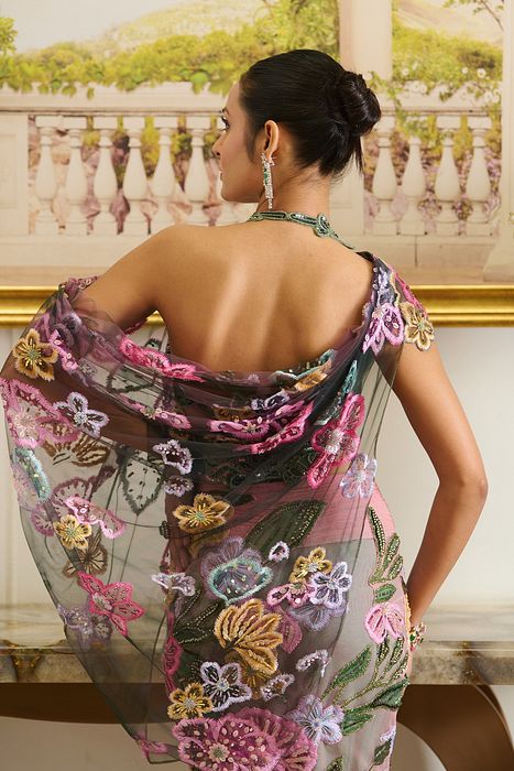 A model showcasing Rydia Saree by Moledro from Moledro's collection