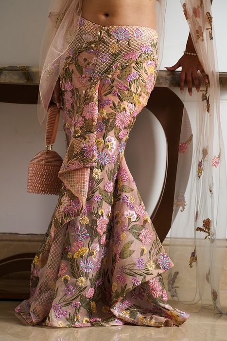 A model showcasing Ziva Saree by Moledro from Moledro's collection