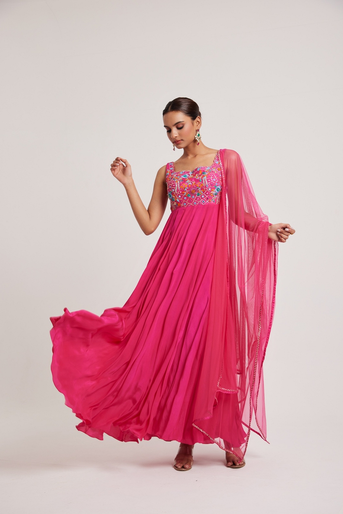 A model showcasing Bhargavi Anarkali Feature image by Muditaa By Urmila from Muditaa By Urmila's collection