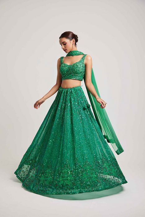 A model showcasing Markata Lehenga by Muditaa By Urmila from Muditaa By Urmila's collection