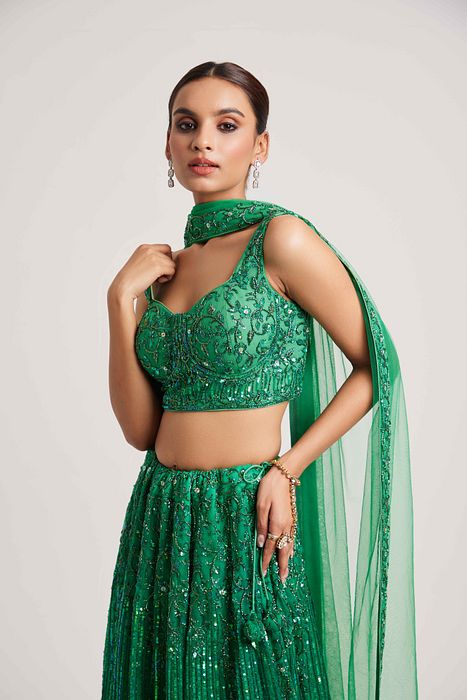 A model showcasing Markata Lehenga by Muditaa By Urmila from Muditaa By Urmila's collection