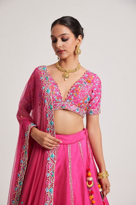 A model showcasing Bhargvi Lehenga by Muditaa By Urmila from Muditaa By Urmila's collection