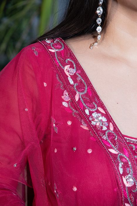 A model showcasing Ezrine Gharara Set by Muditaa By Urmila from Muditaa By Urmila's collection