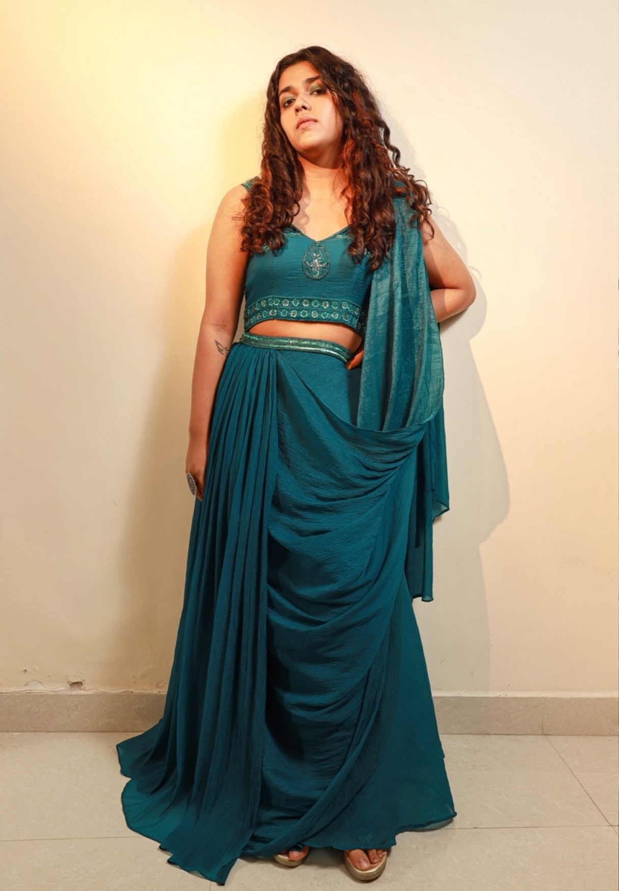 A model showcasing Raine Saree Feature image by Muditaa By Urmila from Muditaa By Urmila's collection