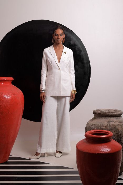 A model showcasing Ethereal Blazer Set Feature image by Nautanky from Nautanky's collection