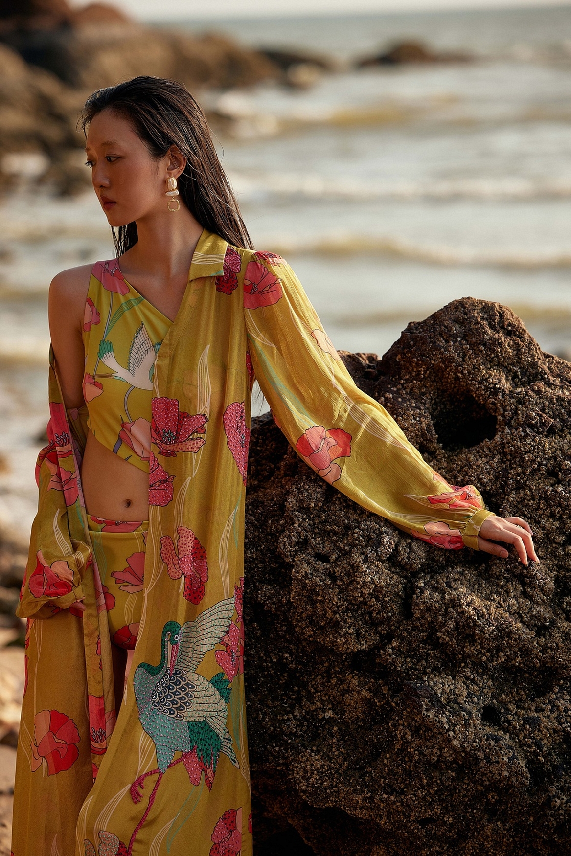 A model showcasing Botanique Monokini With Button Down Cape Feature image by Nautanky from Nautanky's collection