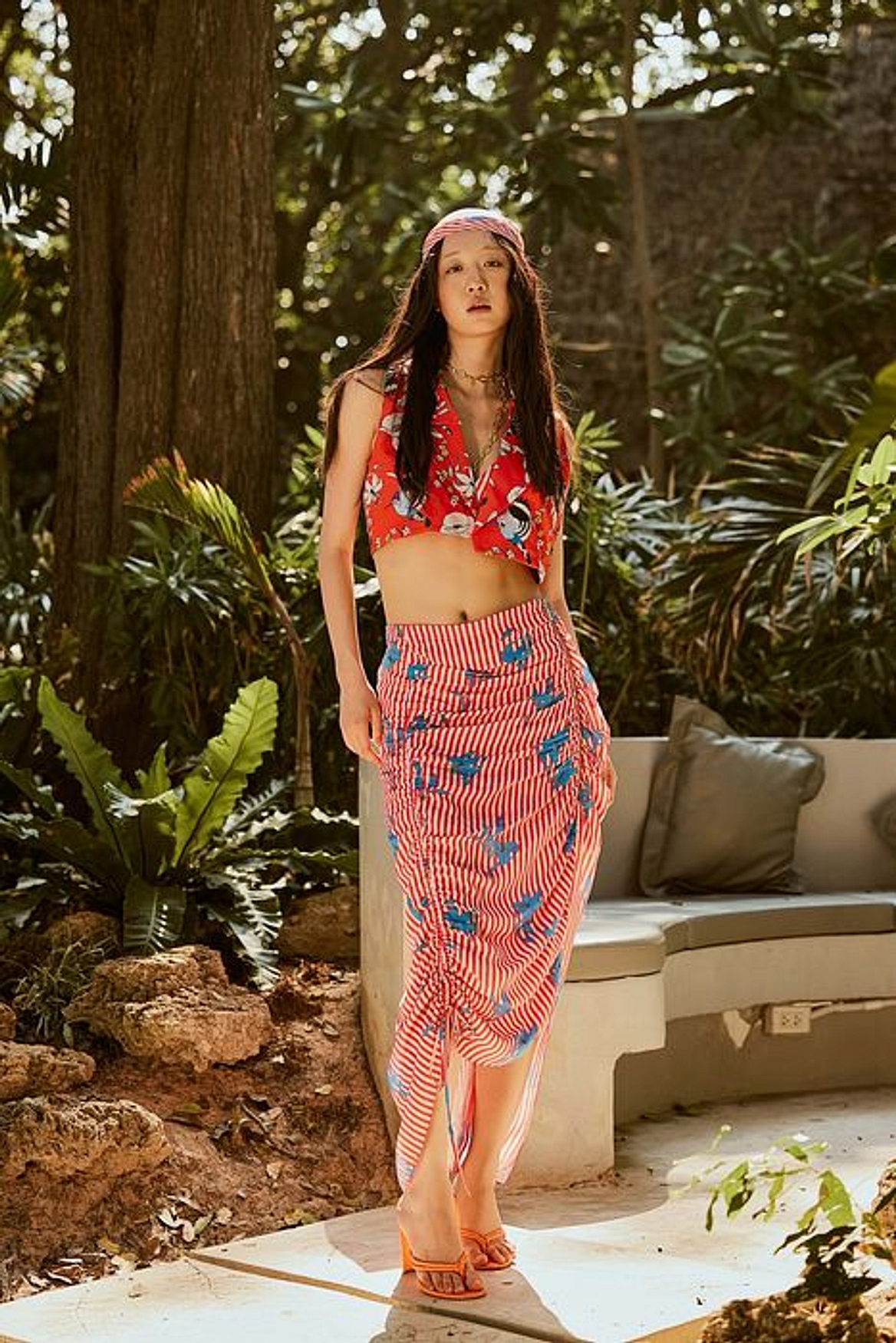 A model showcasing Paradise Cropped Blazer With Skirt Feature image by Nautanky from Nautanky's collection