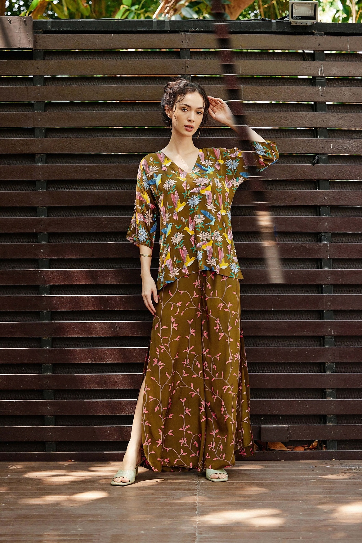 A model showcasing Aviary Top With Pants Feature image by Nautanky from Nautanky's collection