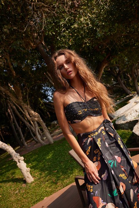 A model showcasing Eden Bustier With Skirt by Nautanky from Nautanky's collection