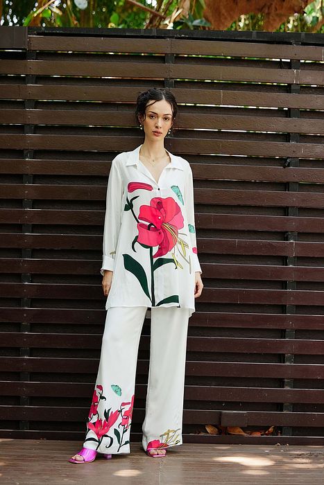 A model showcasing Repose Shirt With Pants by Nautanky from Nautanky's collection