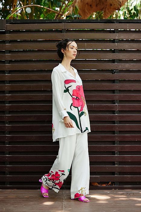 A model showcasing Repose Shirt With Pants by Nautanky from Nautanky's collection