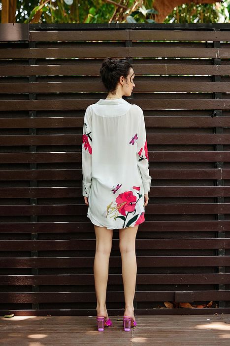 A model showcasing Meadow Shirt With Shorts by Nautanky from Nautanky's collection