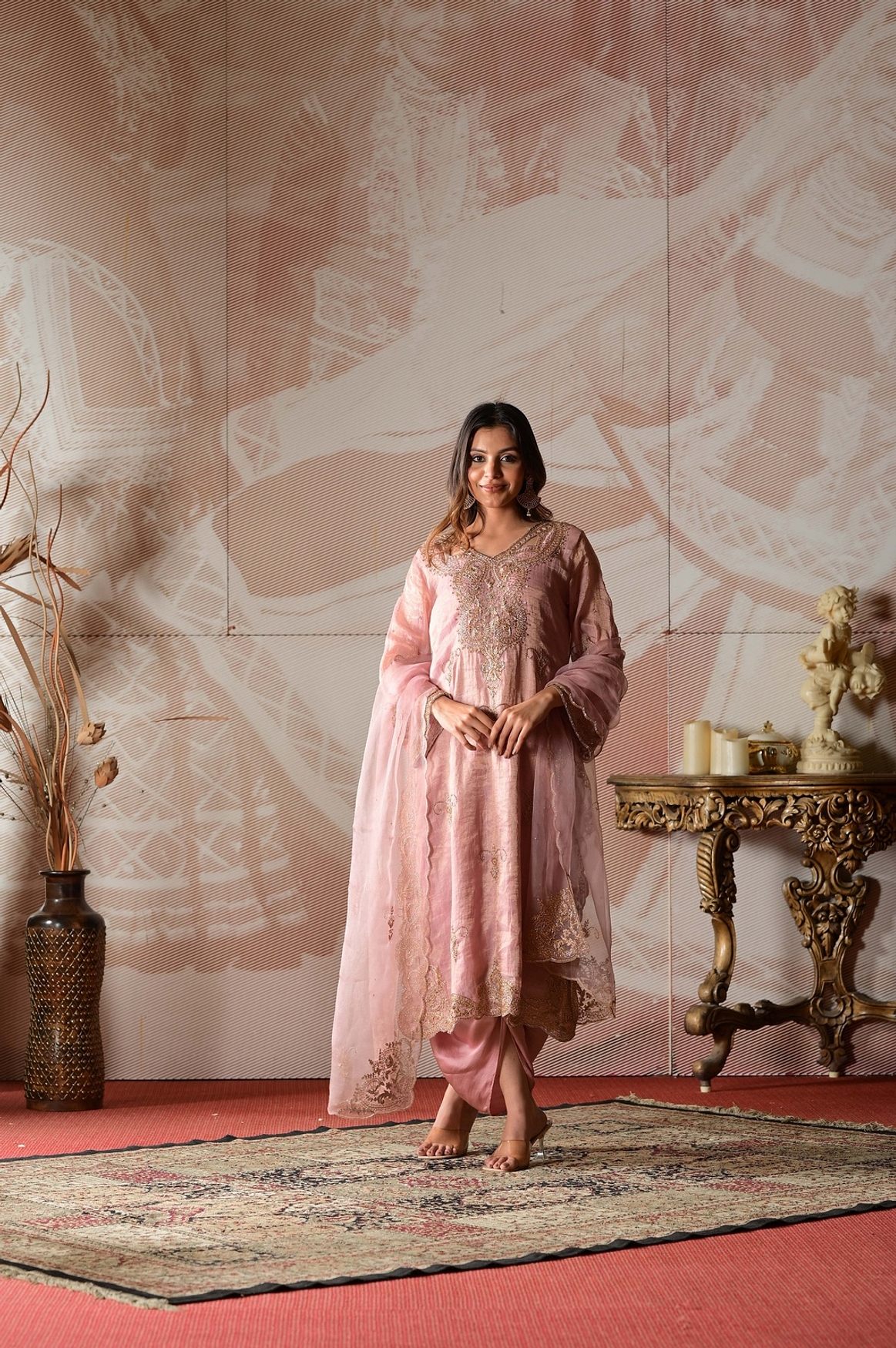 A model showcasing Mauve Pink Kurta Set Feature image by Farha Syed from Farha Syed's collection