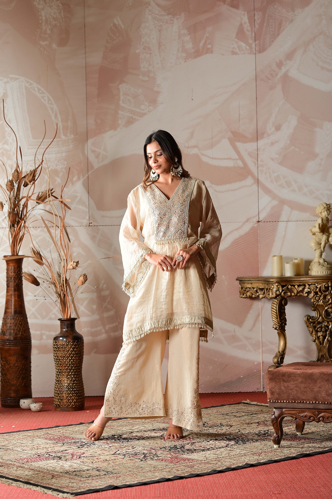 A model showcasing Ivory Beige Coord Set Feature image by Farha Syed from Farha Syed's collection