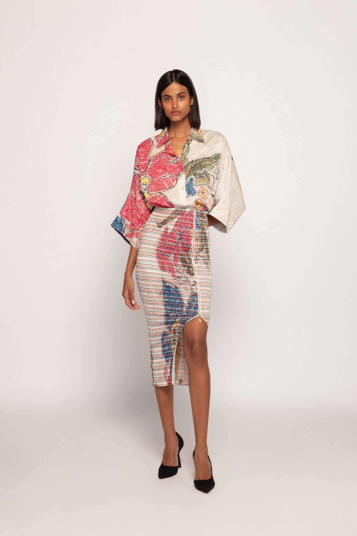 A model showcasing Bandhani Print Batwing Shirt Feature image by Saaksha And Kinni from Saaksha And Kinni's collection
