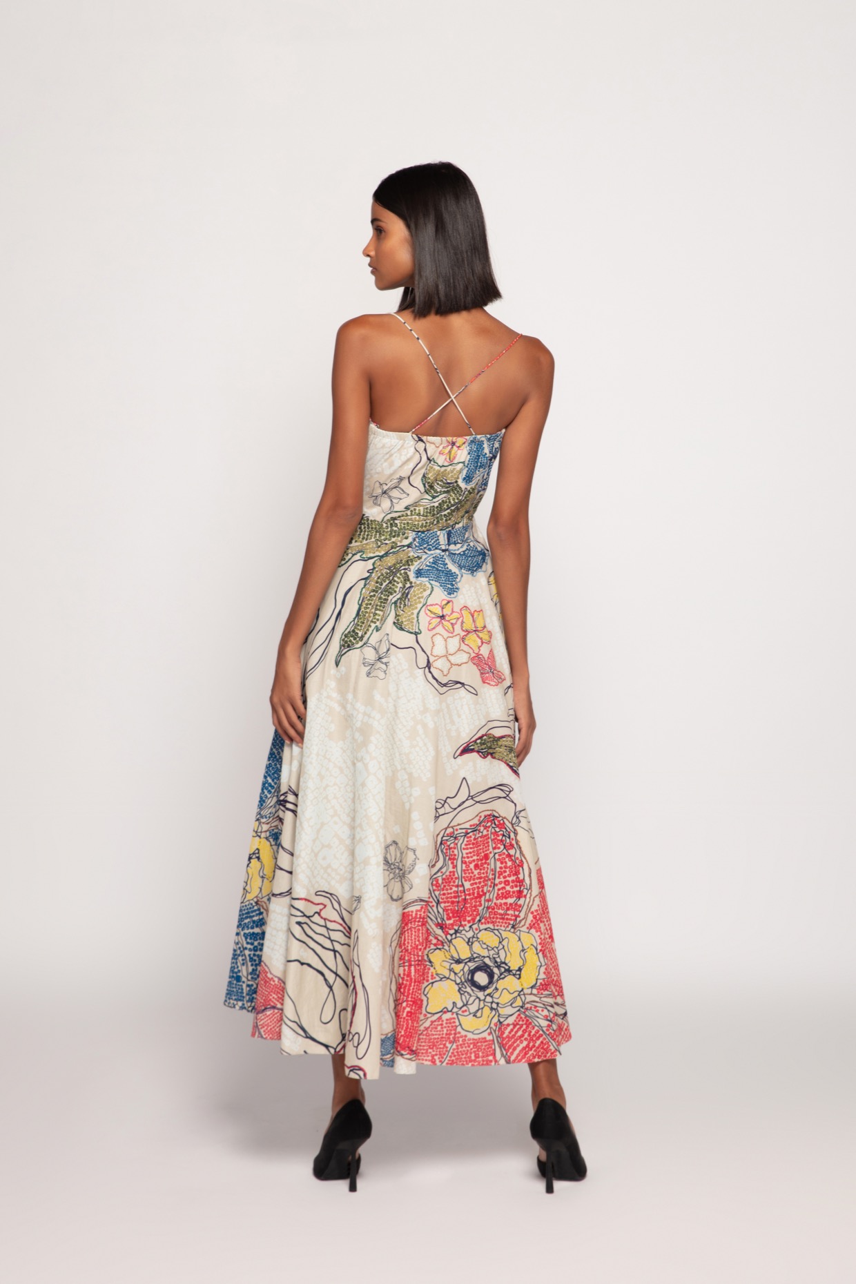 A model showcasing Bandhani Print Summer Frock by Saaksha And Kinni from Saaksha And Kinni's collection