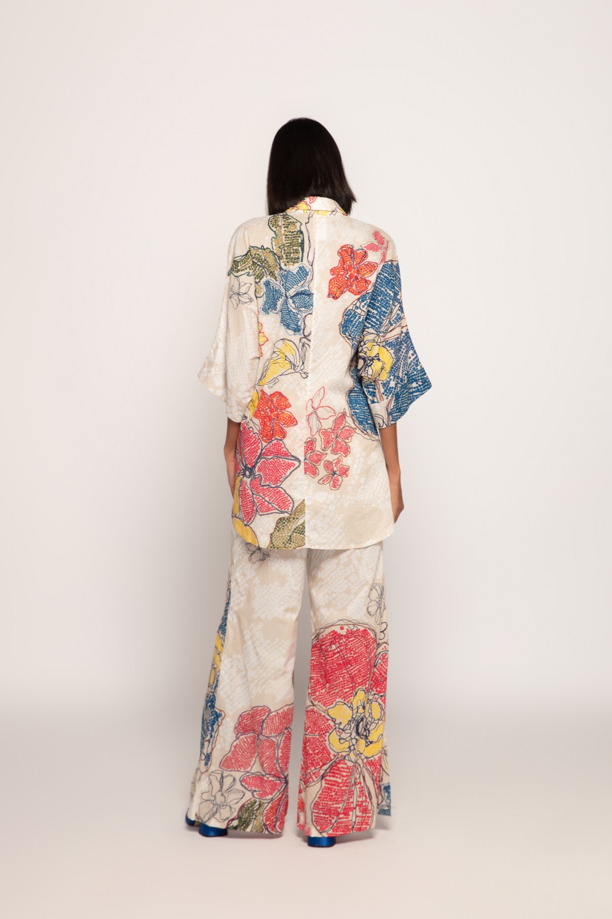 A model showcasing Bandhani Print High Rise Palazzo by Saaksha And Kinni from Saaksha And Kinni's collection