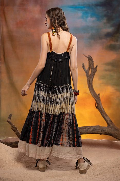 A model showcasing Black Ebony Dress by Capisvirleo from Capisvirleo's collection