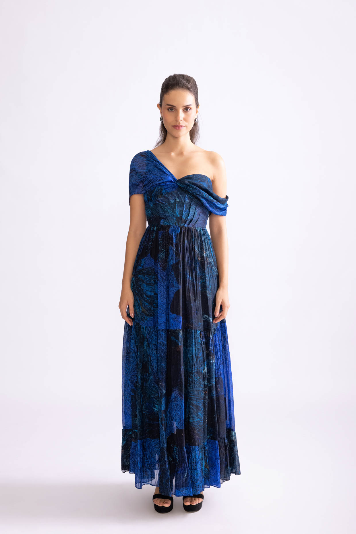 A model showcasing Freya Dress Daisy Print Tiered Dress Feature image by Saaksha And Kinni from Saaksha And Kinni's collection