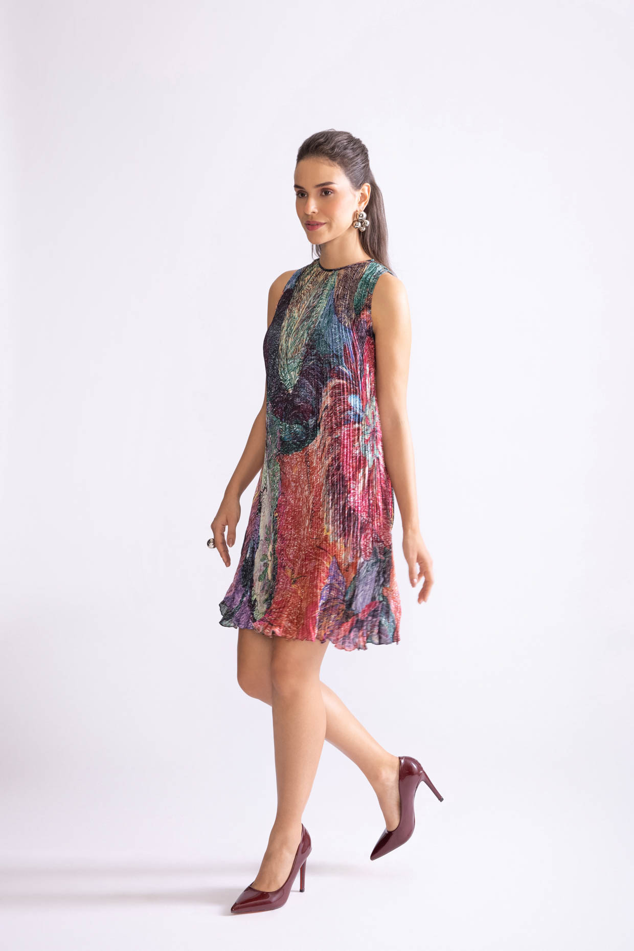 A model showcasing Maisy Dress Daisy Print Dress by Saaksha And Kinni from Saaksha And Kinni's collection