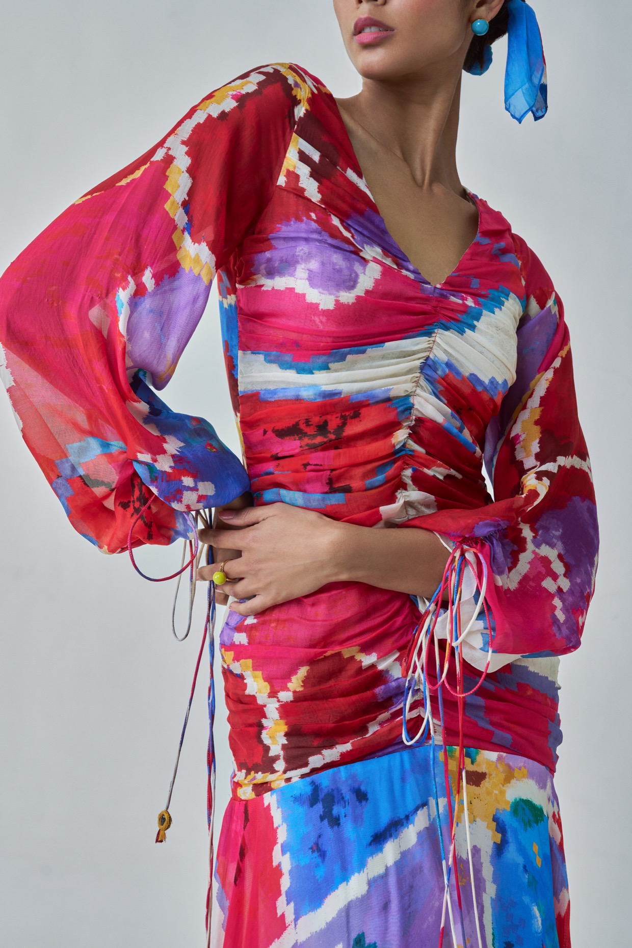 A model showcasing Ariel Dress Pink Red Maxi Dress by Saaksha And Kinni from Saaksha And Kinni's collection
