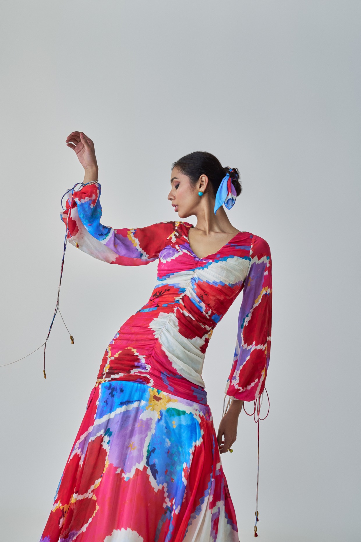A model showcasing Ariel Dress Pink Red Maxi Dress by Saaksha And Kinni from Saaksha And Kinni's collection