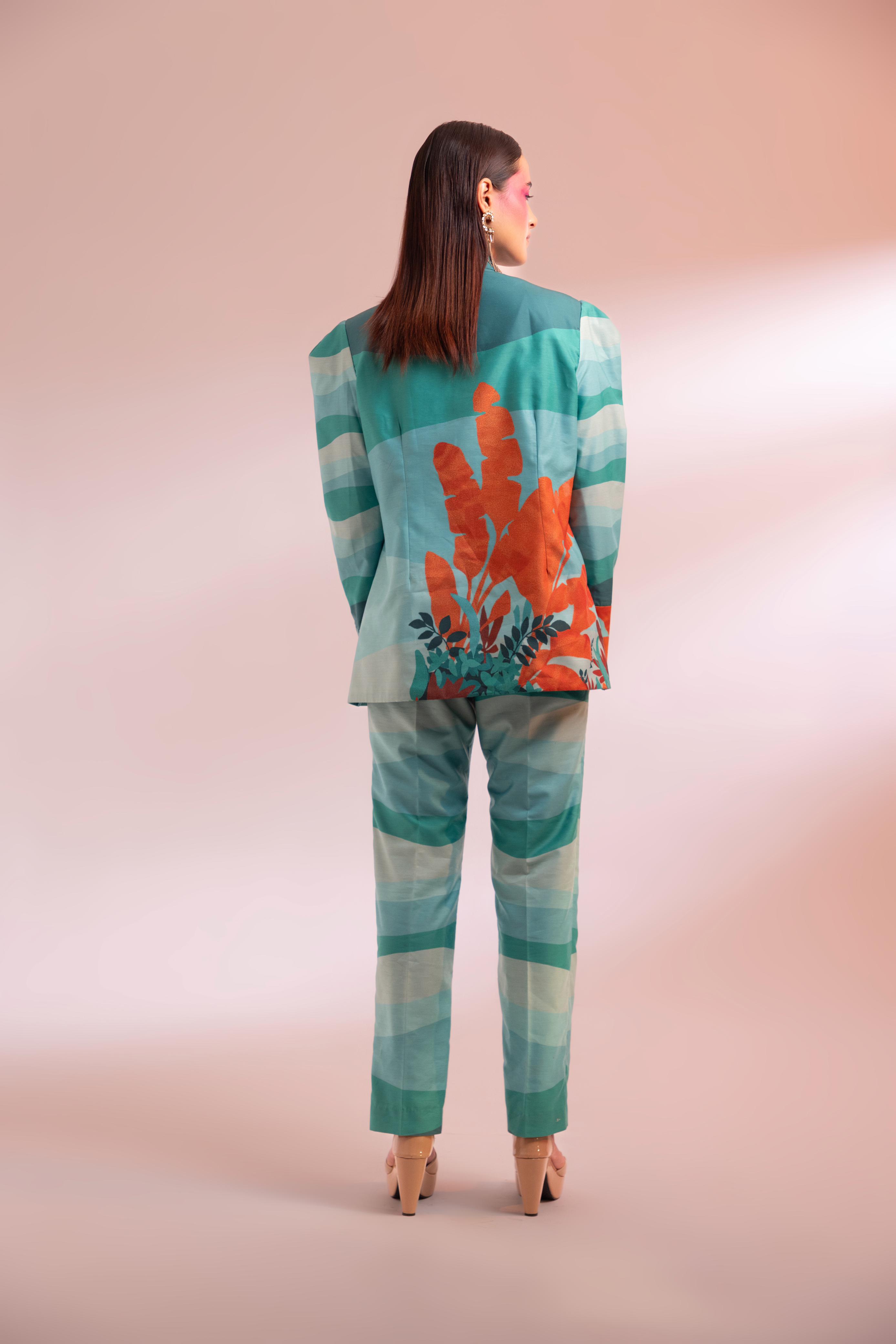 A model showcasing The Crotoy Paris Jack Et Set by Miku Kumar from Miku Kumar's collection