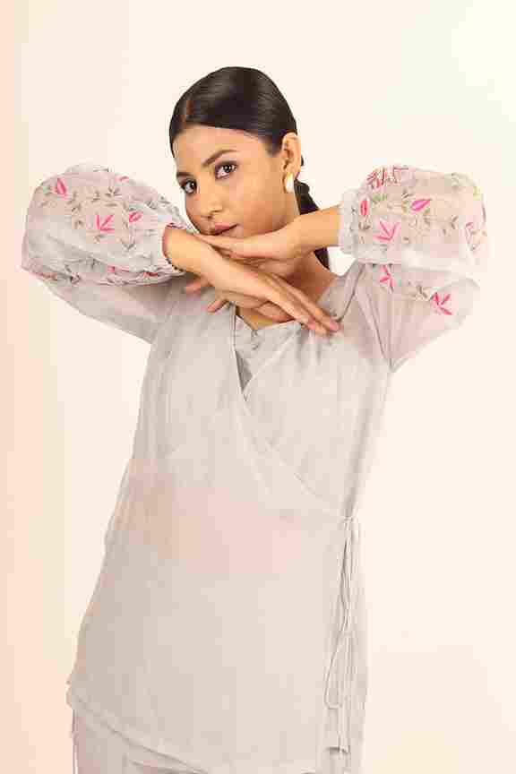 A model showcasing Stylish Gray Cord Set by Adivaa from Adivaa's collection
