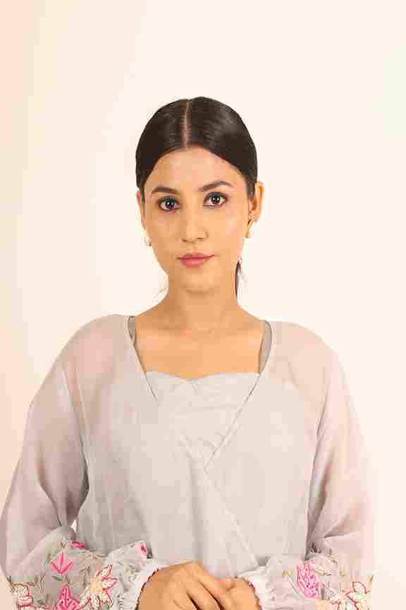 A model showcasing Stylish Gray Cord Set by Adivaa from Adivaa's collection