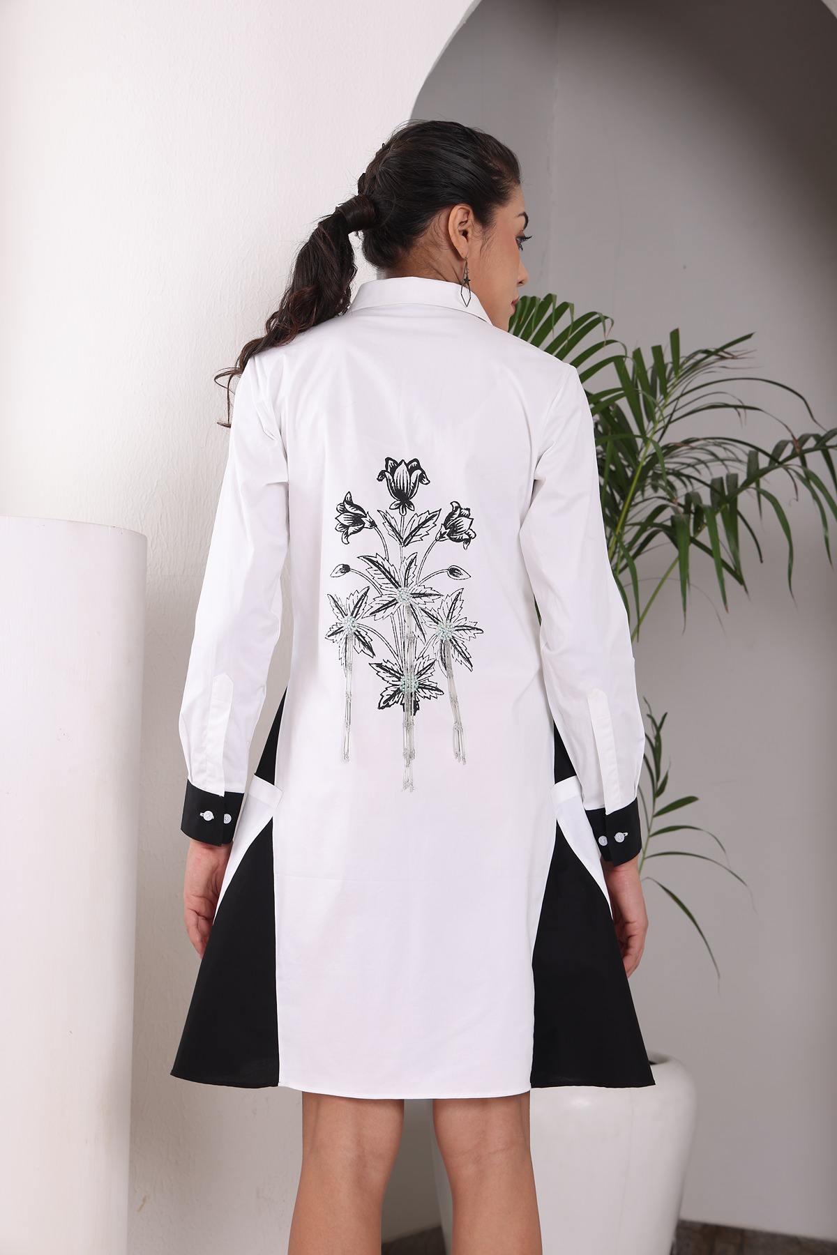 A model showcasing Twocolor Triangula Pocket Style Dress by Adivaa from Adivaa's collection