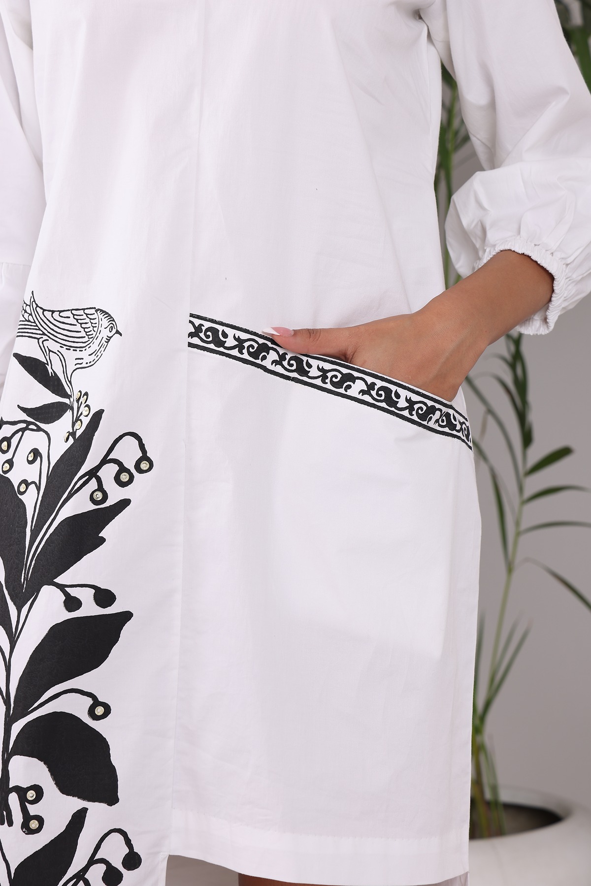 A model showcasing Asymmetrical Bold Block Prints Dress by Adivaa from Adivaa's collection