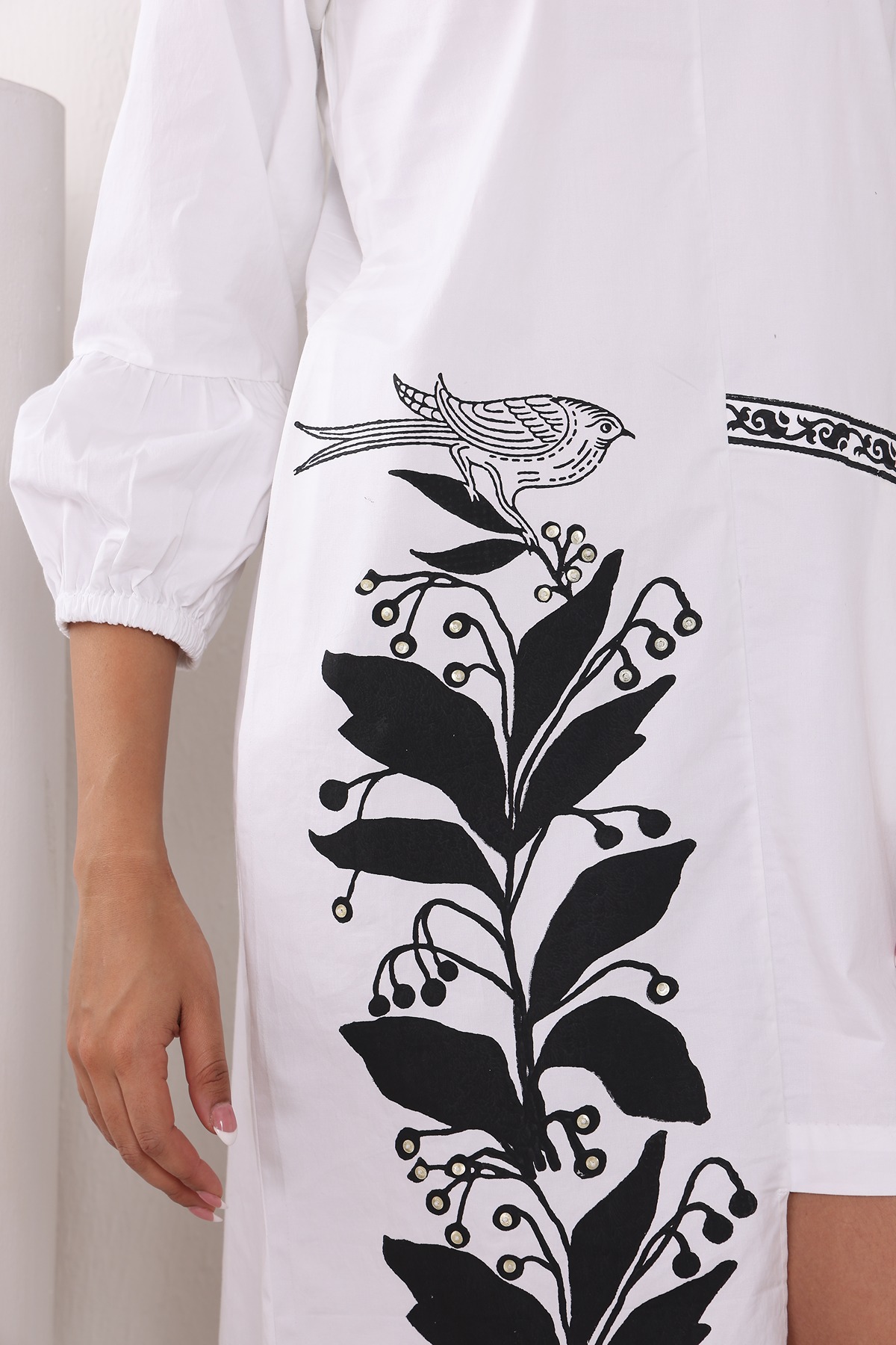 A model showcasing Asymmetrical Bold Block Prints Dress by Adivaa from Adivaa's collection