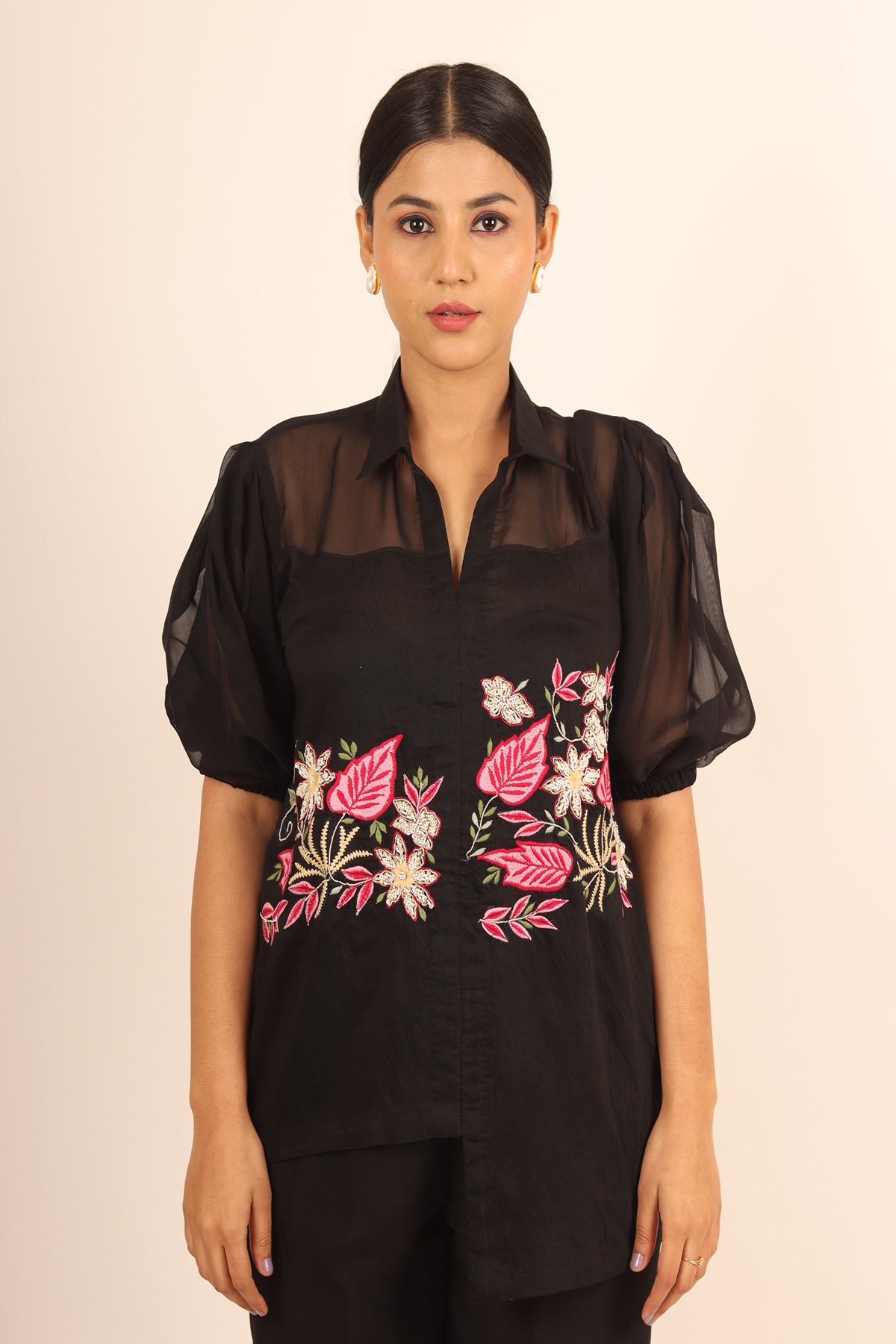 A model showcasing Stylish Intricate Black Cord Set by Adivaa from Adivaa's collection
