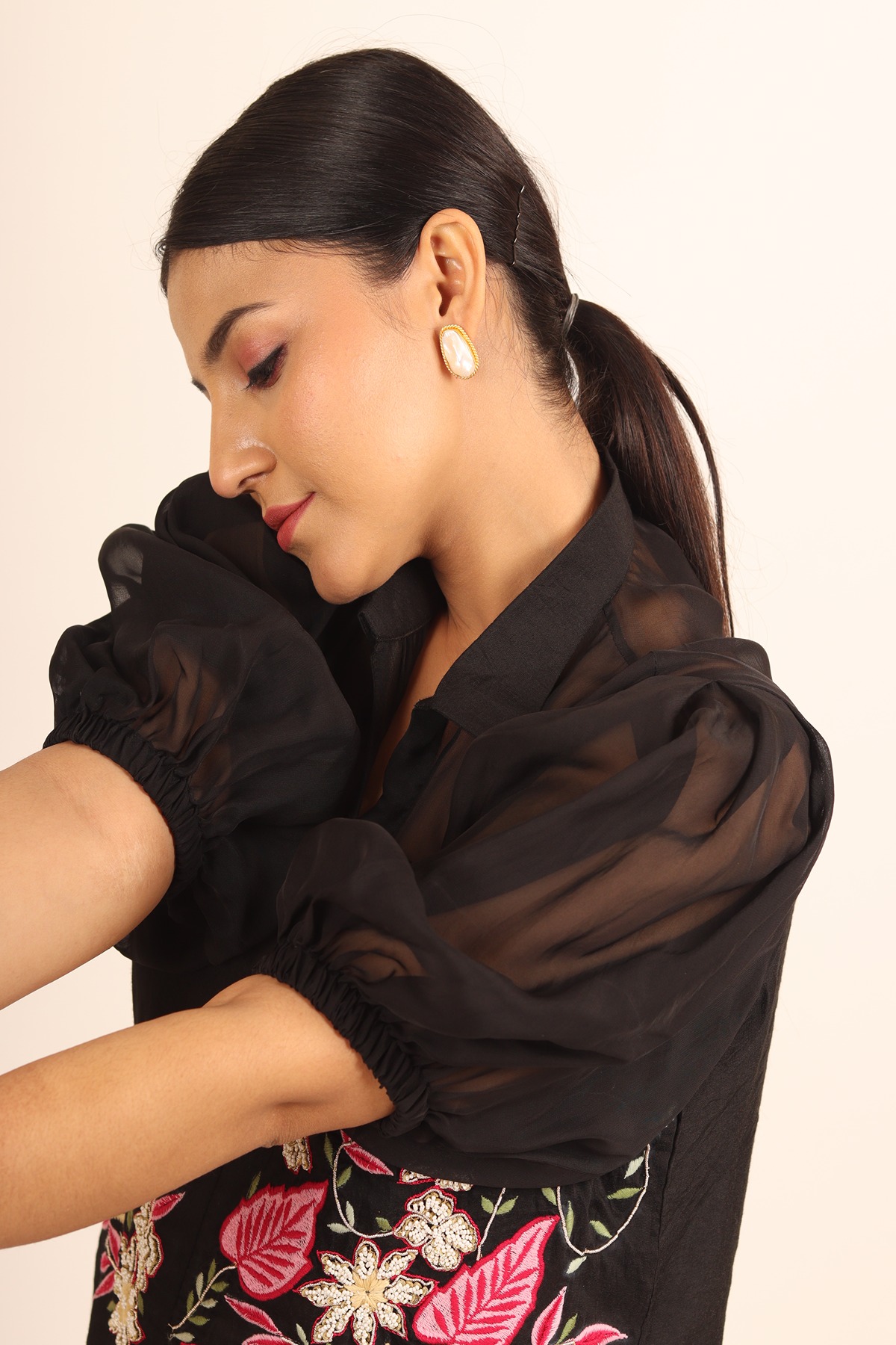 A model showcasing Stylish Intricate Black Cord Set by Adivaa from Adivaa's collection
