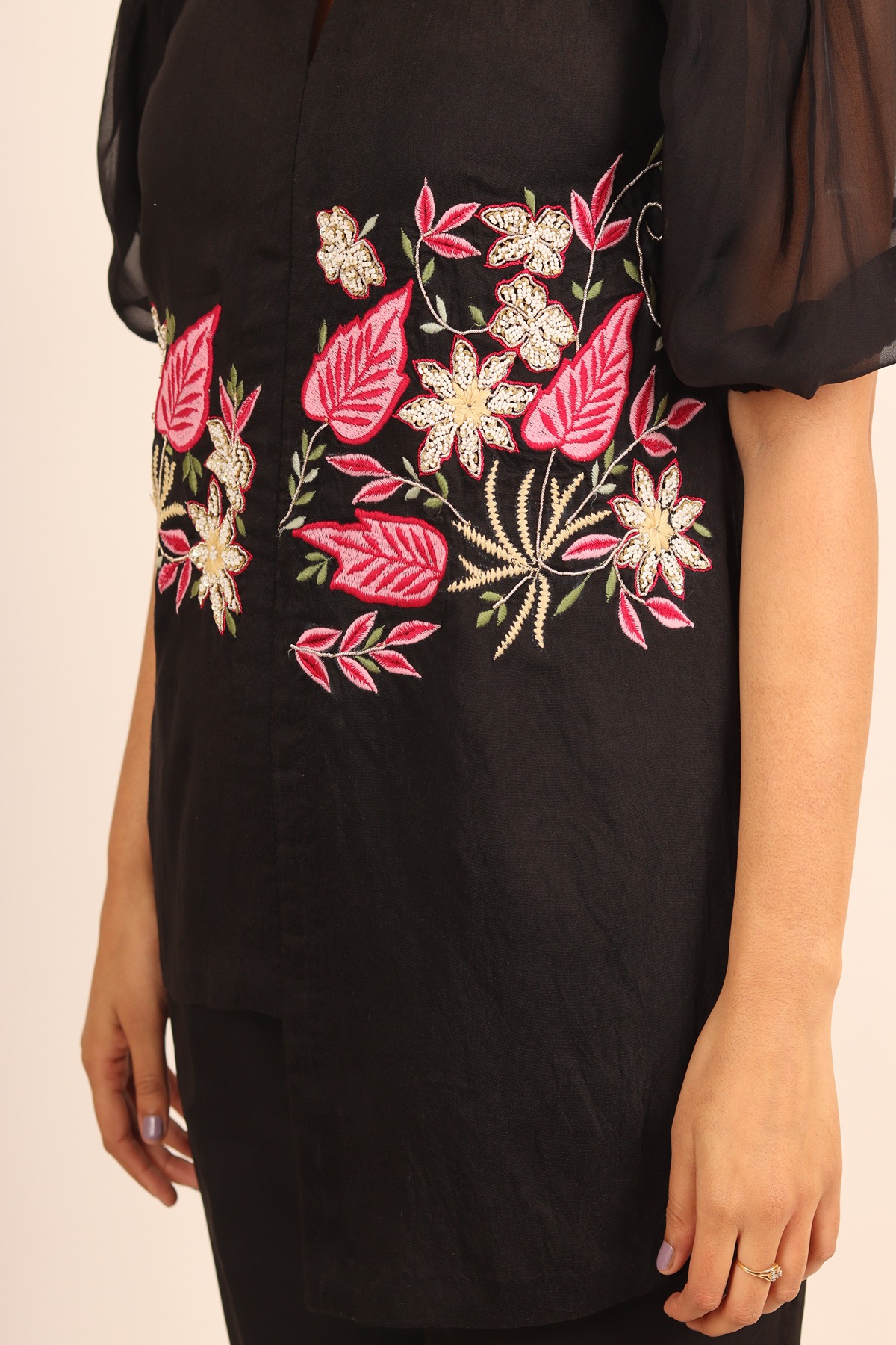 A model showcasing Stylish Intricate Black Cord Set by Adivaa from Adivaa's collection