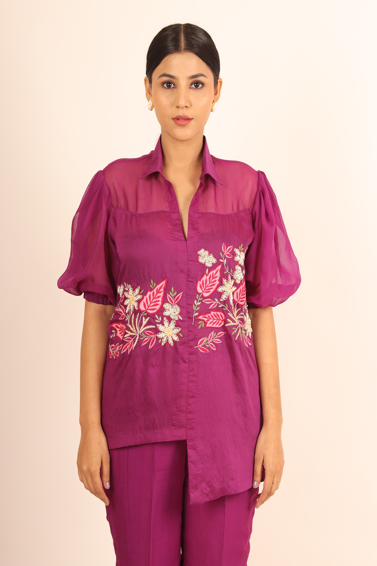 A model showcasing Stylish Intricate Pink Cord Set by Adivaa from Adivaa's collection