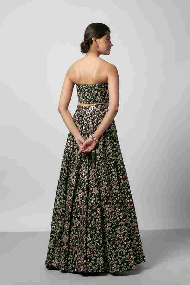 A model showcasing Harshini Lehenga Set by Gopi Vaid from Gopi Vaid's collection