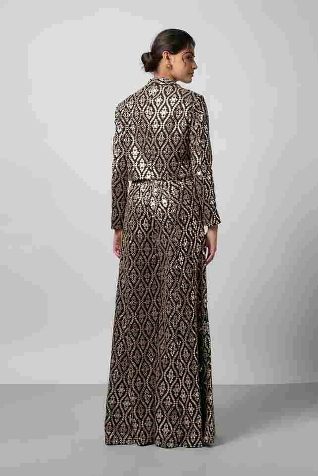 A model showcasing Shion Pant Set by Gopi Vaid from Gopi Vaid's collection
