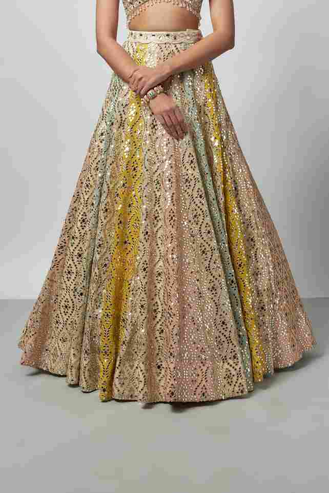 A model showcasing Ranjeeta Lehenga Set by Gopi Vaid from Gopi Vaid's collection
