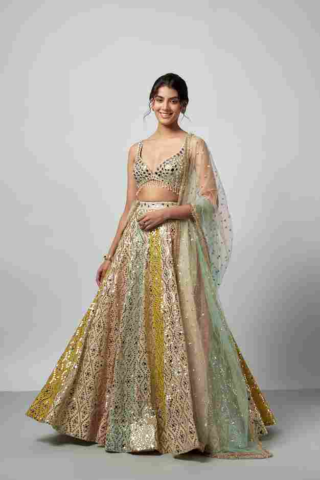 A model showcasing Ranjeeta Lehenga Set by Gopi Vaid from Gopi Vaid's collection