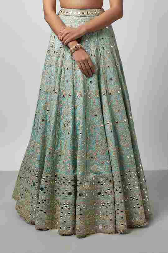 A model showcasing Sama Lehenga Set by Gopi Vaid from Gopi Vaid's collection