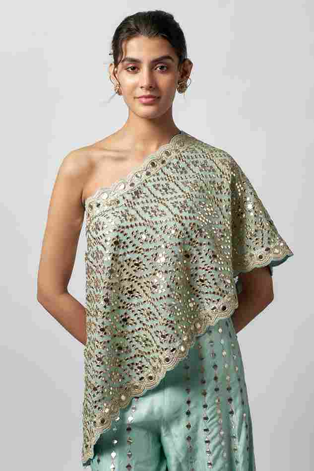 A model showcasing Joan Pant Set by Gopi Vaid from Gopi Vaid's collection