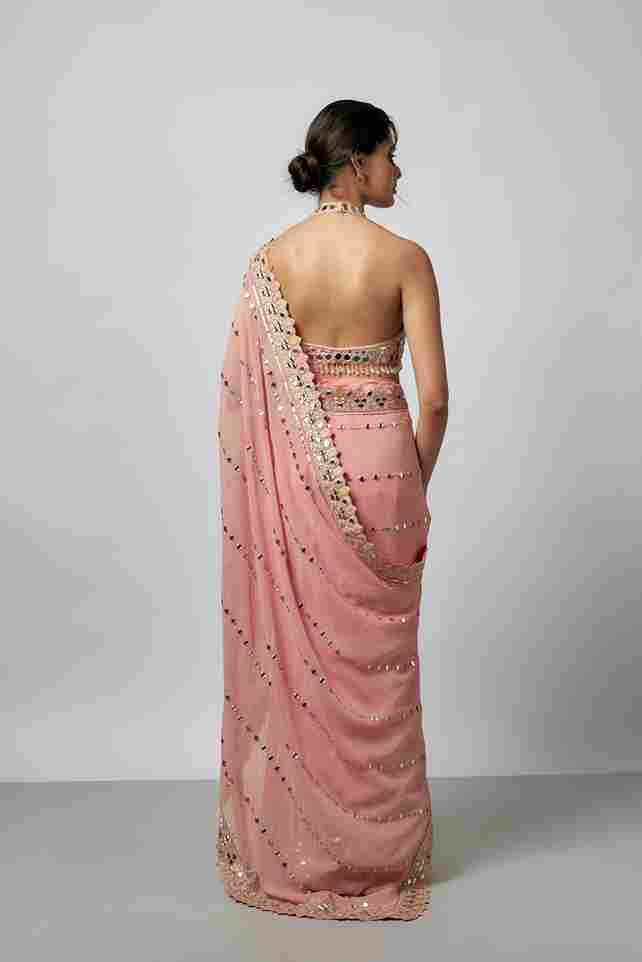 A model showcasing Shama Saree Set by Gopi Vaid from Gopi Vaid's collection