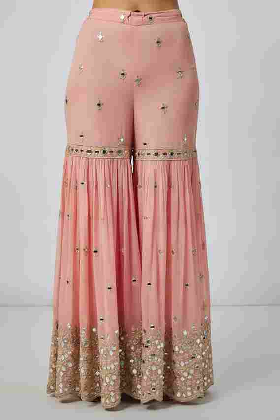 A model showcasing Soneera Sharara Set by Gopi Vaid from Gopi Vaid's collection
